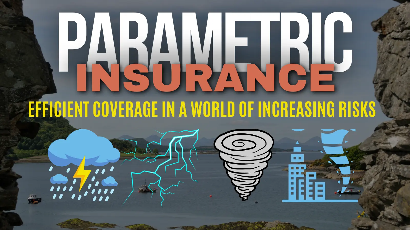 Illustration of parametric insurance with automated payouts triggered by natural disasters.